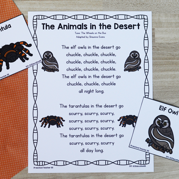 Free Printable Animals in the Desert Movement Song for Prek and Kindergarten