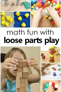 Math and Loose Parts Play-hands-on learning and math skills with loose parts play for preschool and kindergarten #preschool #kindergarten #loosepartsplay