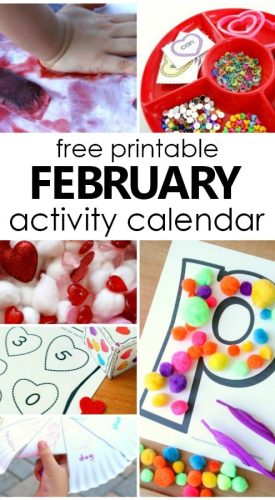 Free Printable February Activity Calendar with February Preschool Activities #preschool #february #kidsactivities
