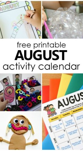 Free printable August Activity Calendar. Preschool Activities for August #preschool #freeprintable #kidsactivities