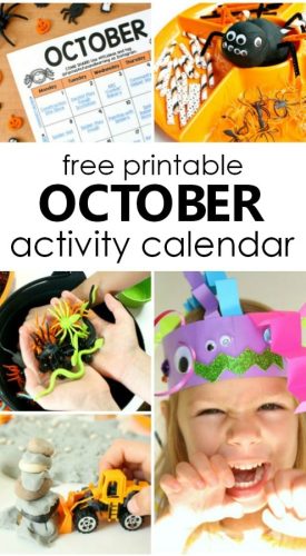 Free Printable October Kids Activity Calendar-Halloween activities for preschool